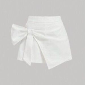 SHEIN MOD Women's White Big Bow Accented Shorts